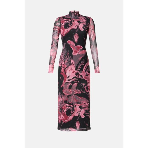Prabal Gurung Abstract Floral Mesh Midi Dress Size M - Picture 3 of 16